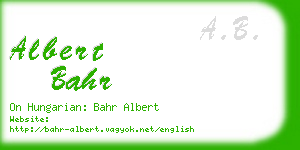 albert bahr business card